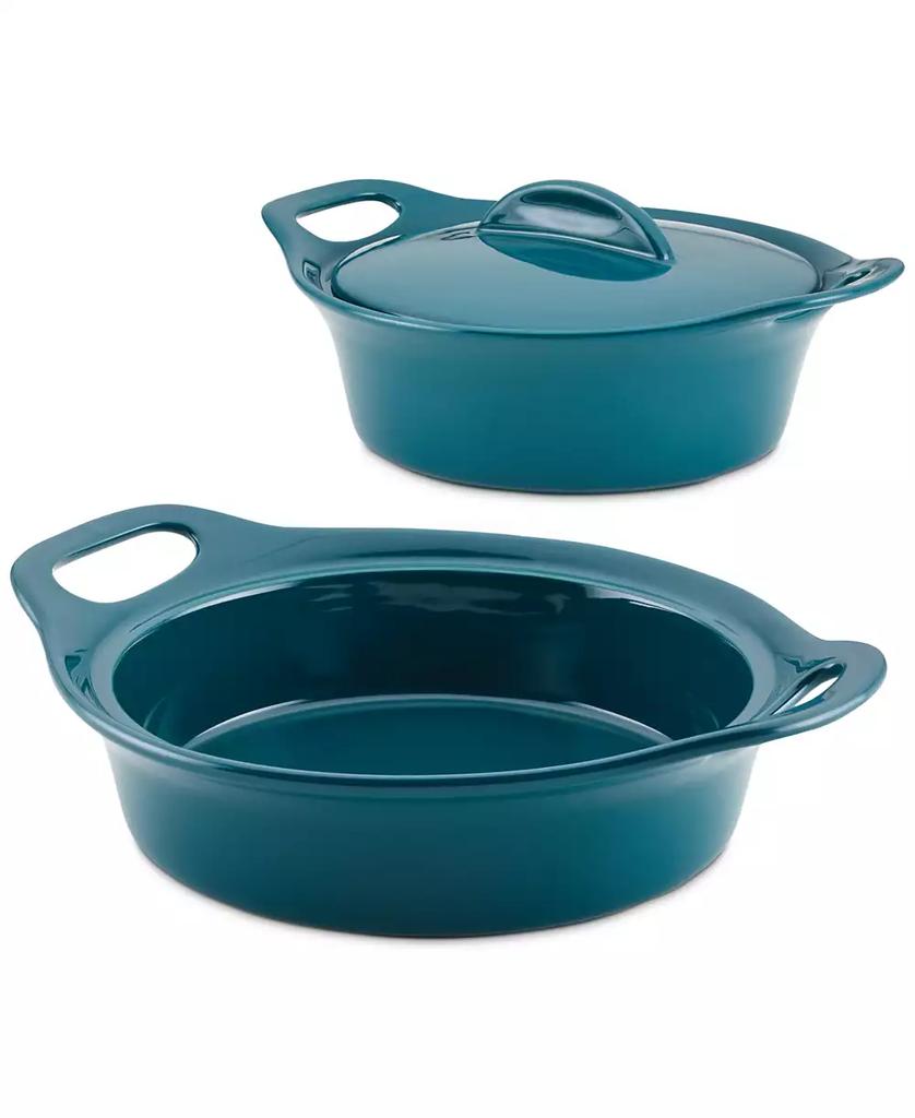 Rachael Ray Ceramic Casserole Bakers with Shared Lid Set, 3-Piece