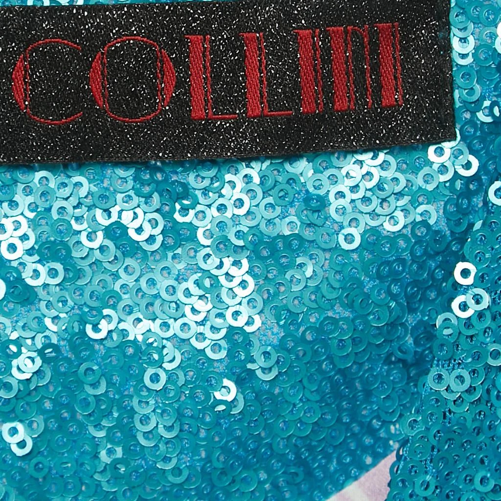Collini Collini Blue Sequin Draped Long Sleeve Mini Dress S 4