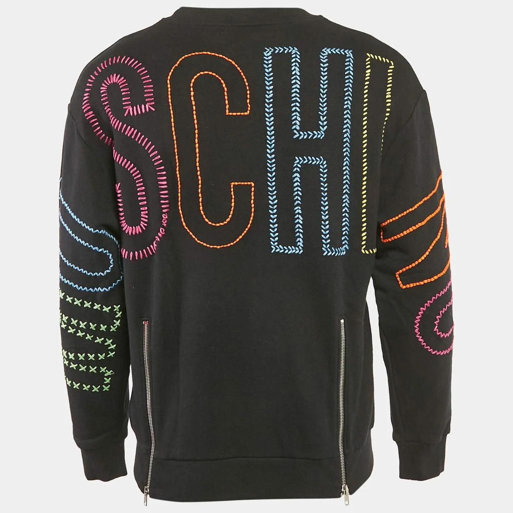 Moschino Moschino Couture Black Mirror Embroidered Cotton Crew Neck Sweatshirt XS 2