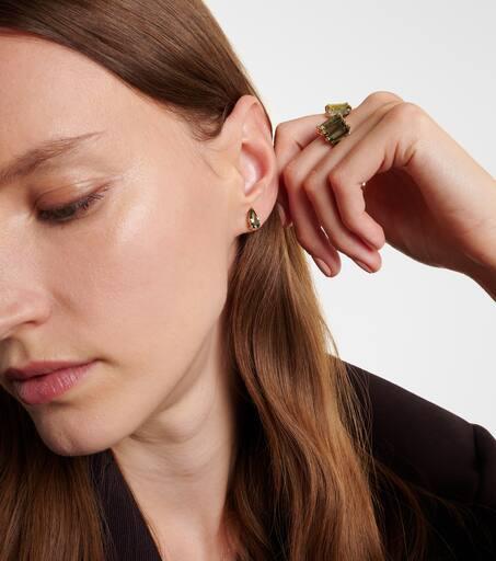Suzanne Kalan Ayda 14kt gold stud earrings with topaz