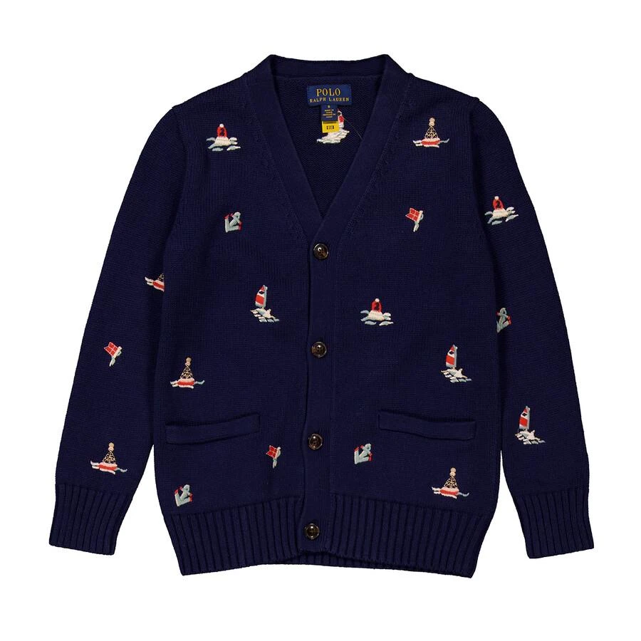 Ralph Lauren Kids Sailor Embroidered V-Neck Cardigan 3