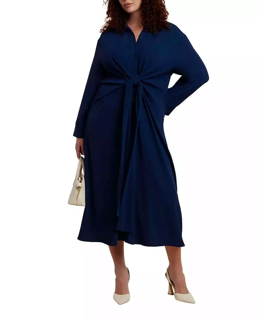 ELOQUII Women's Plus Size Drapey Faux Leather Mini Dress
