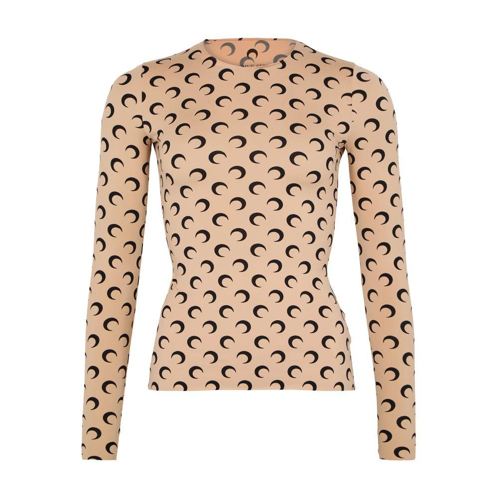 MARINE SERRE Moon printed jersey Second Skin crewneck top 7