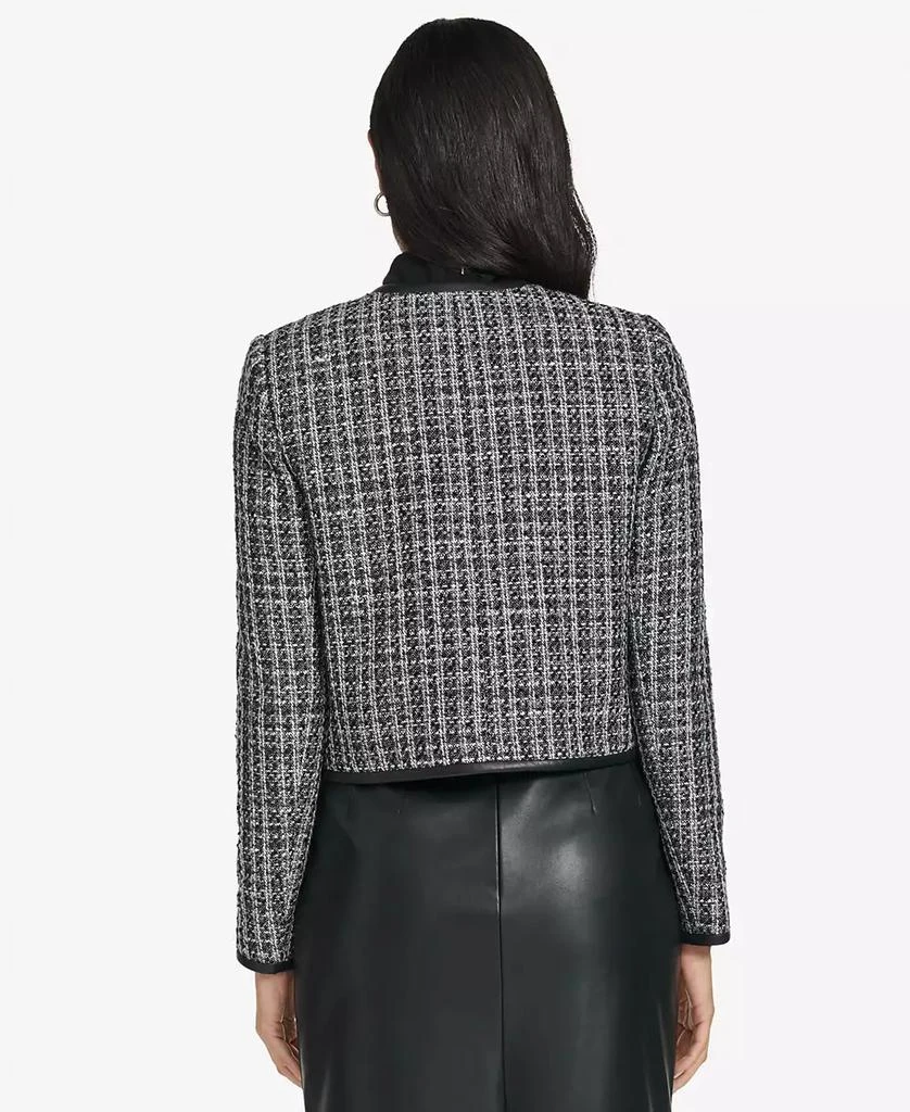 Calvin Klein Women's Faux Leather Trim Tweed Jacket 3