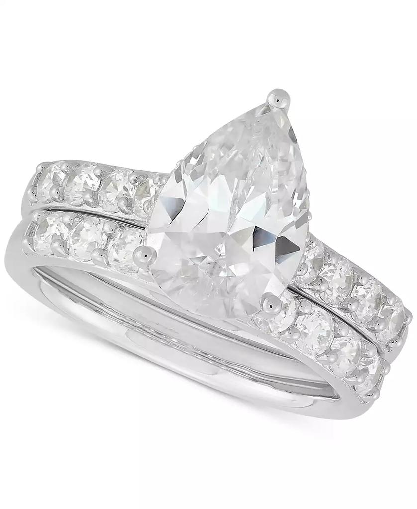 Arabella Cubic Zirconia Pear & Round Bridal Set in Sterling Silver