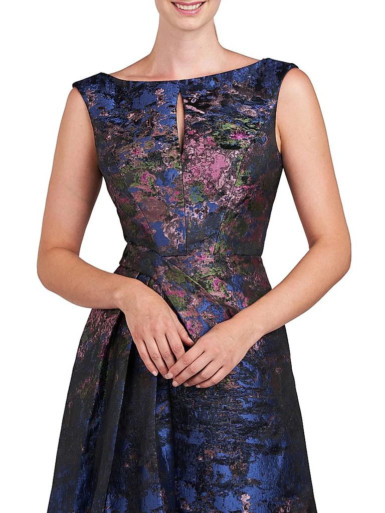 Kay Unger Winona Monet Jacquard Cap-Sleeve Gown 5