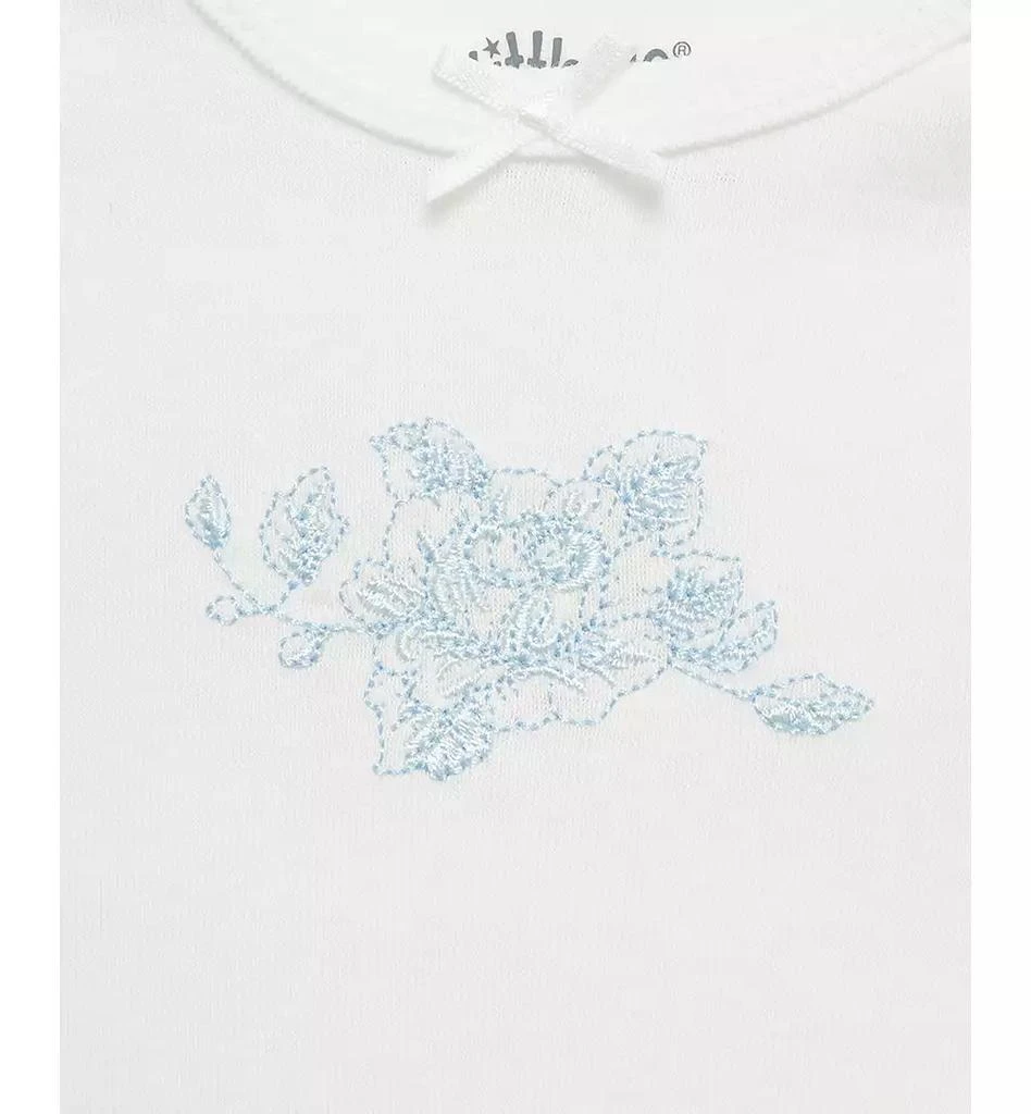 Little Me Baby Girls Blue Roses Short-Sleeve Cotton Bodysuits, Pack of 3 3