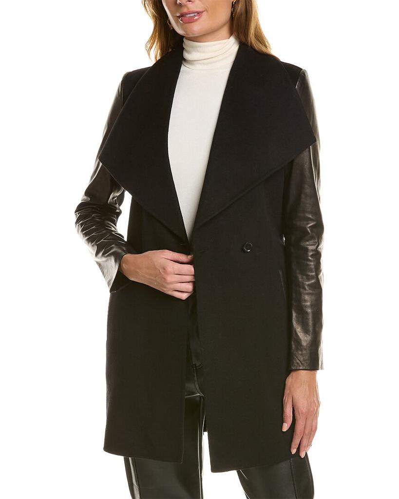 RUDSAK RUDSAK Mellia Leather-Trim Wool-Blend Jacket