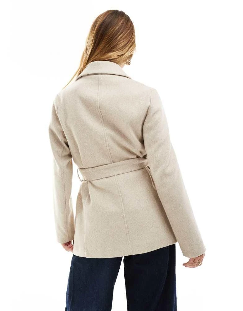 New Look New Look short belted coat in mink 4