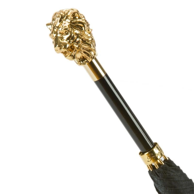 PASOTTI Pasotti - Black Umbrella with Gold Lion Handle 5