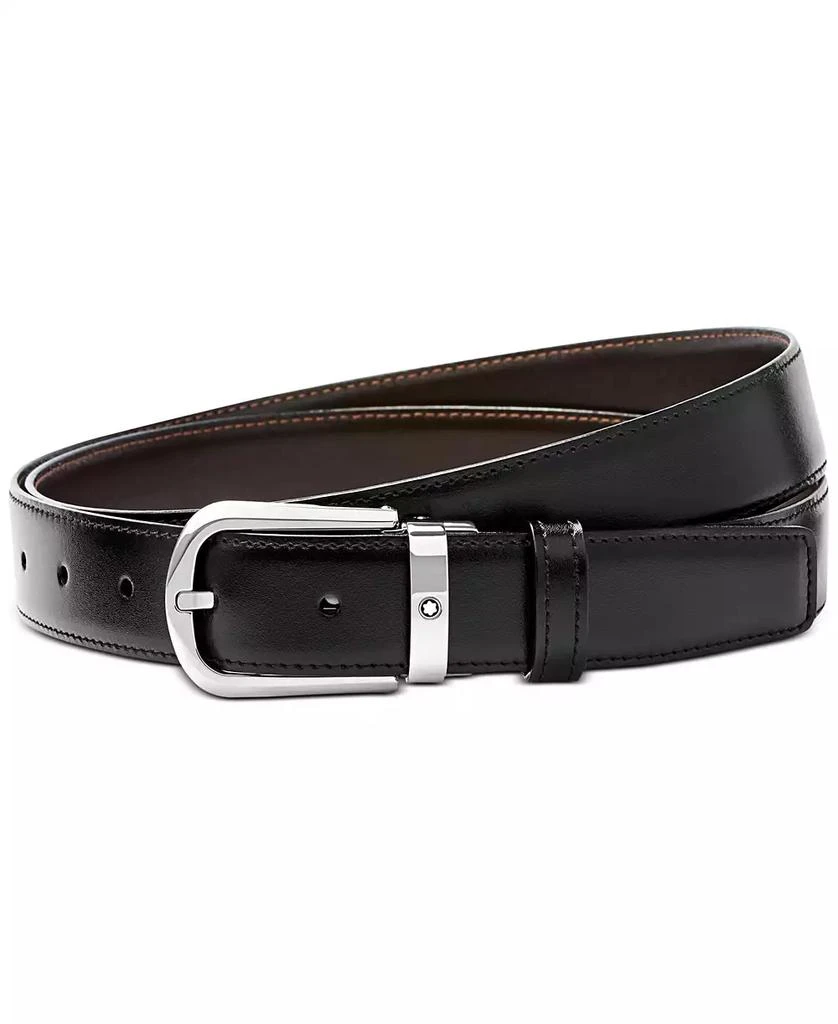 MontBlanc Men's Horseshoe Buckle Reversible Leather Belt 1