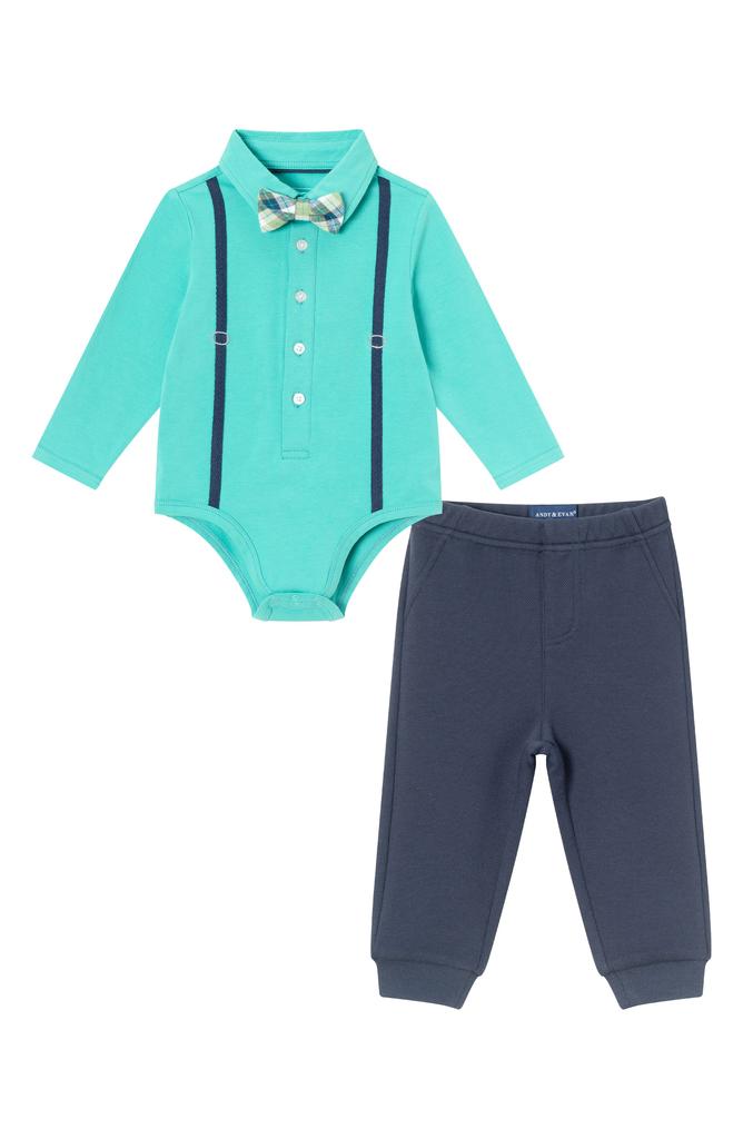 Andy & Evan Button-Up Bodysuit, Pants & Bow Tie Set