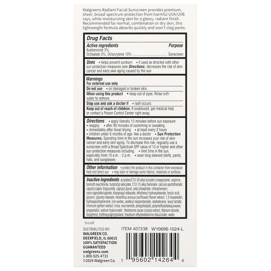 Walgreens Radiant Facial Sunscreen SPF 40 3
