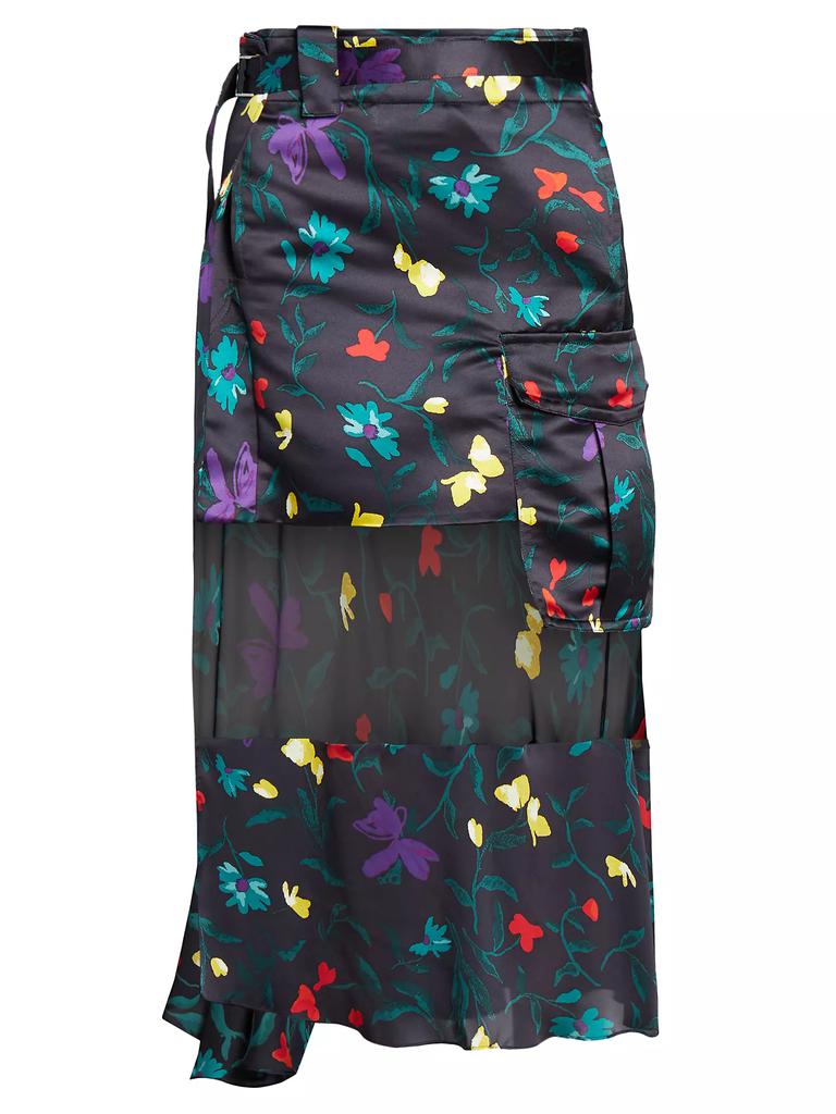 Sacai Belted Floral Maxi Skirt