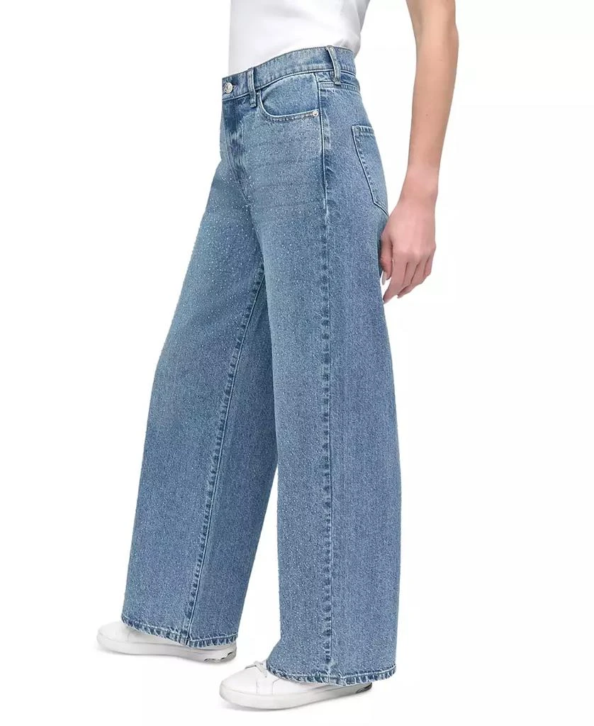 DKNY Women's Rhinestone High-Rise Wide-Leg Jeans 2
