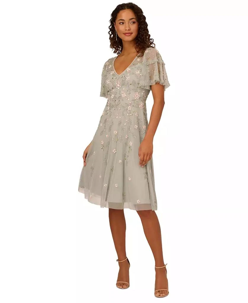 Adrianna Papell Women's V-Neck Beaded Midi Dress 1