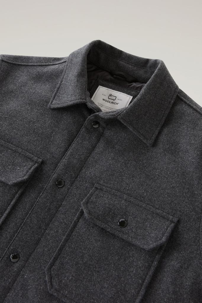 Woolrich Alaskan Padded Overshirt in Recycled Italian Wool Blend - Men - Blue