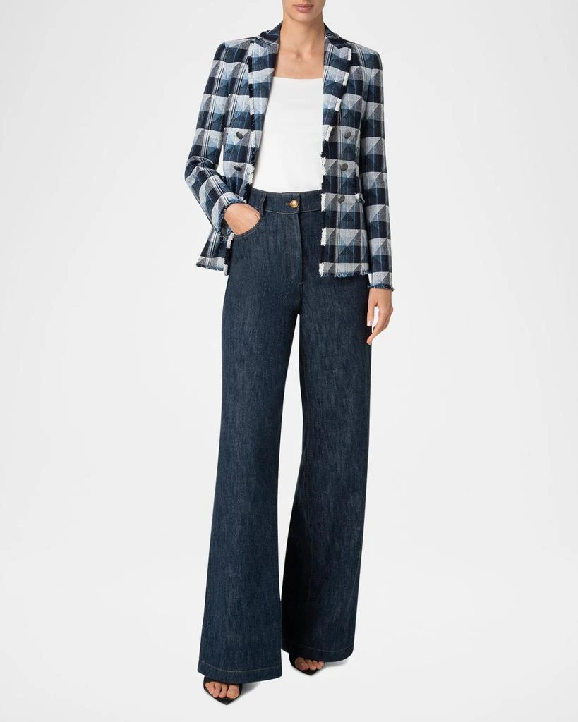 Akris Rhombus Jacquard Denim Blazer with Double Breast Illusion 2