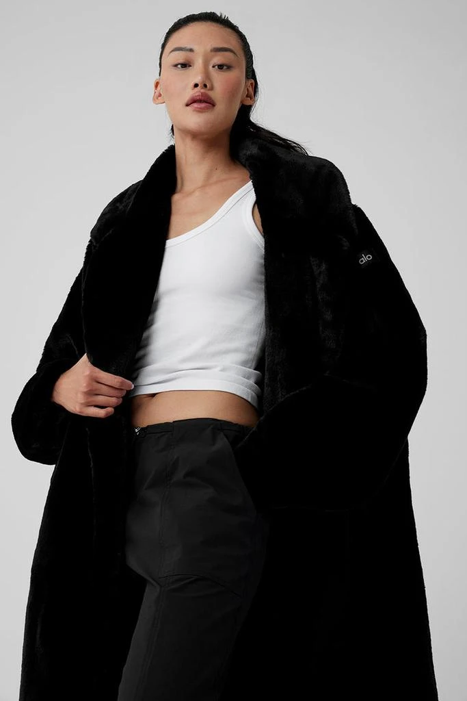 Alo Oversized Faux Fur Trench - Black 4
