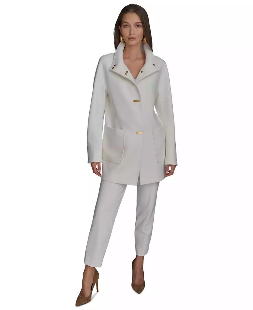 Shop Women's Crepe Stand-Collar Coat on Sale at BeyondStyle – Get