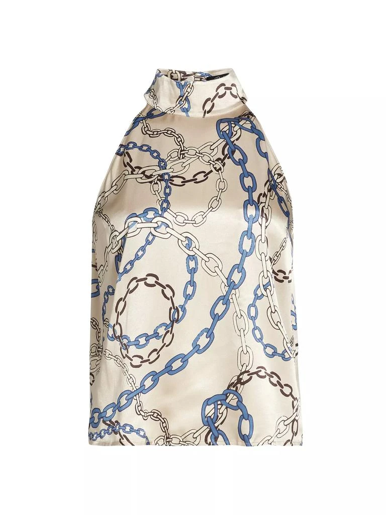 Rails Leah Chain-Print Satin Halterneck Top 1