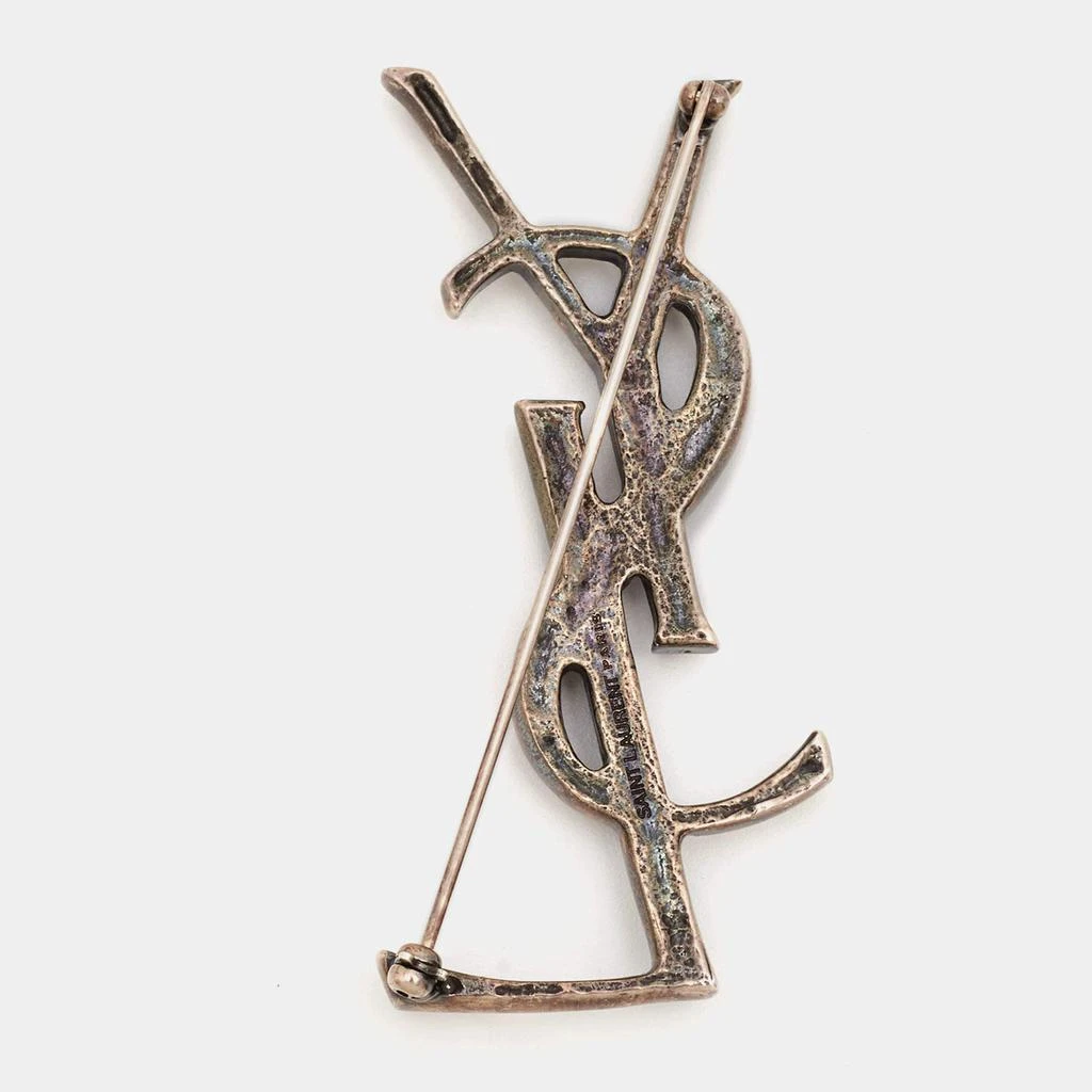 Saint Laurent Paris Yves Saint Laurent Opyum Monogram Gunmetal Tone Pin Brooch 2