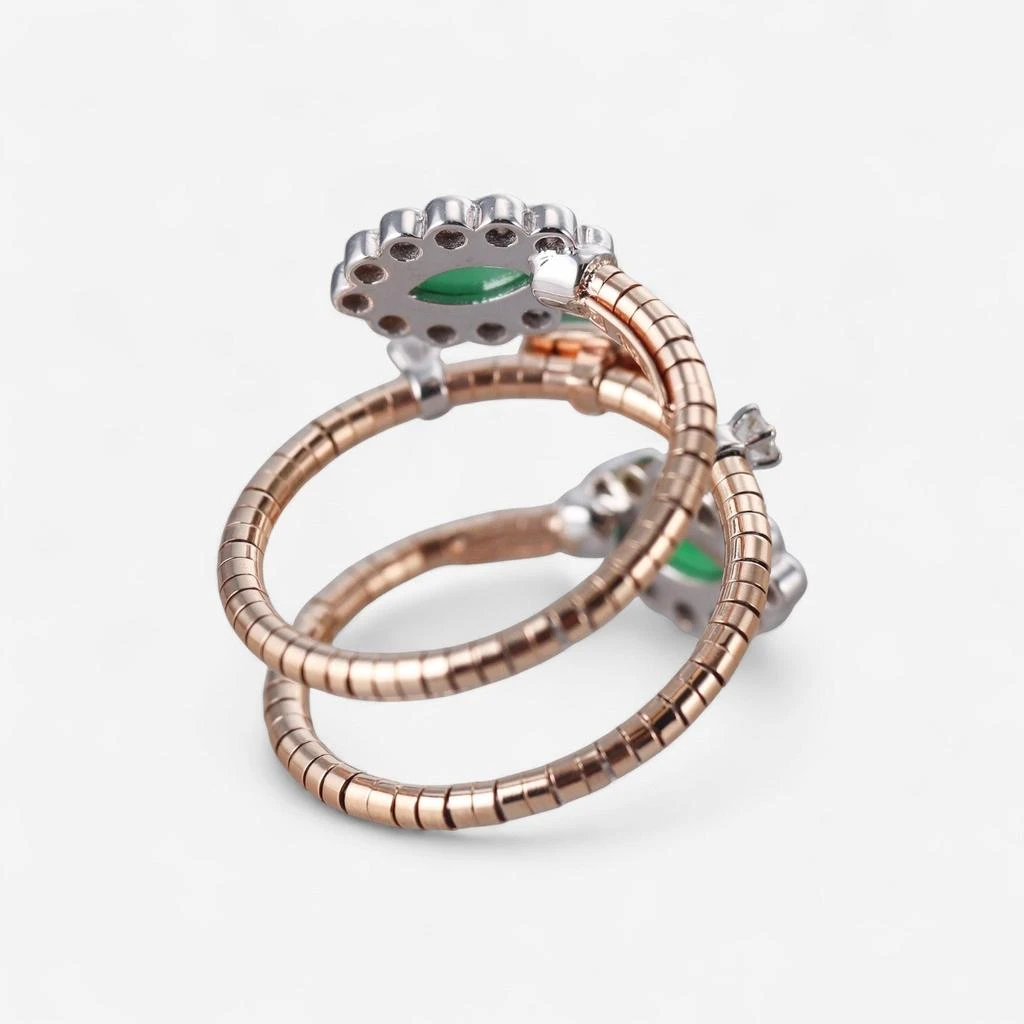 Tavanti Tavanti 18K Rose 
White Gold Diamond, Green Aventurine 
Rock Crystal Ring Sz. 7.5 JF-20-0190F-32 3