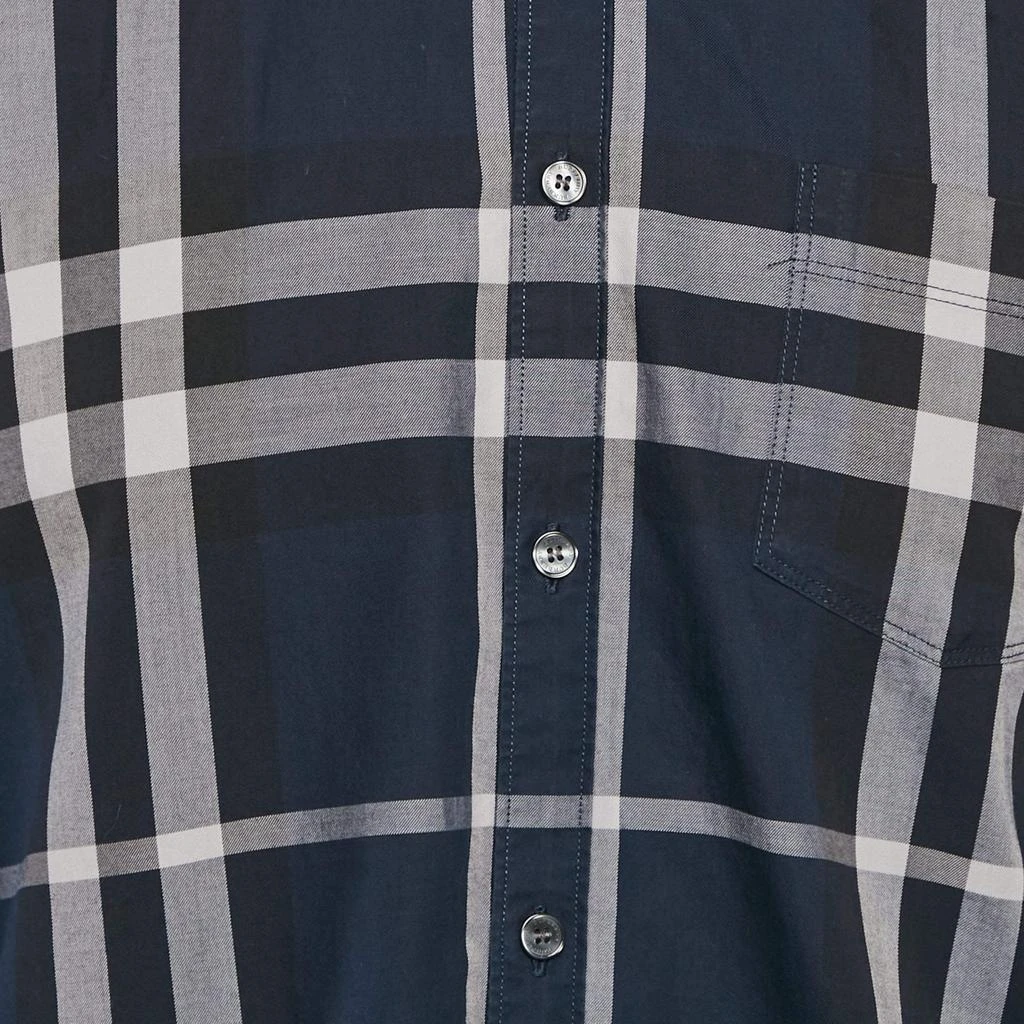 Burberry Burberry Navy Blue Plaid Cotton Button Down Shirt L 3