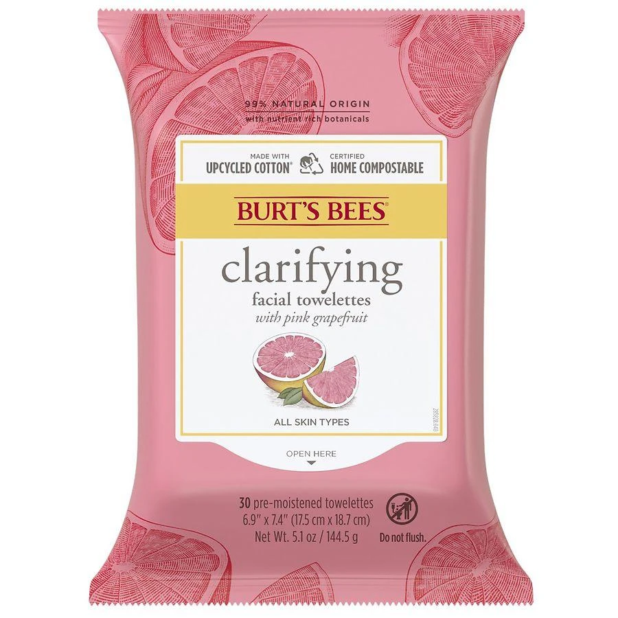 Burt's Bees Clarifying Facial Towelettes Pink Grapefruit 1