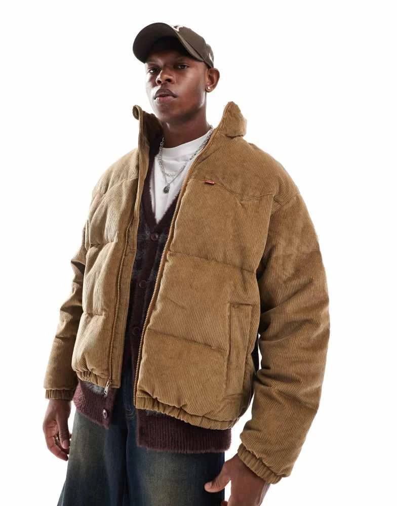Levi's Levi's western super down cord puffer jacket in tan 1