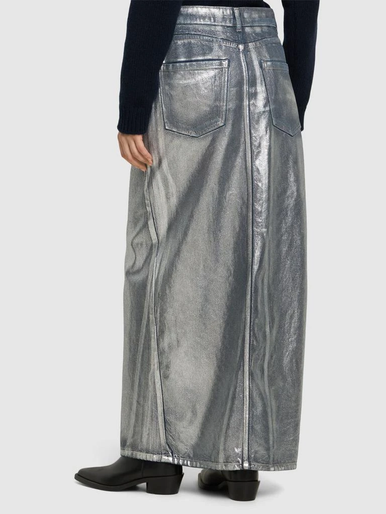 MSGM Silver-coated Cotton Denim Long Skirt 2