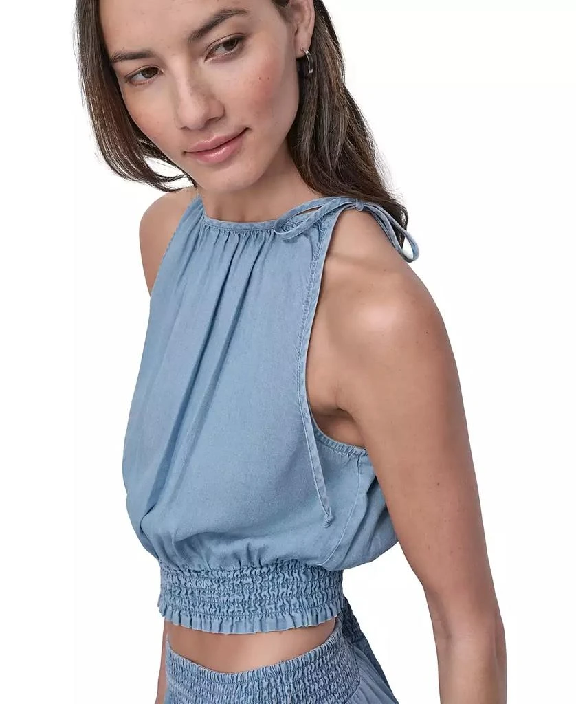 DKNY Women's Smocked-Waist Sleeveless Crop Top 5