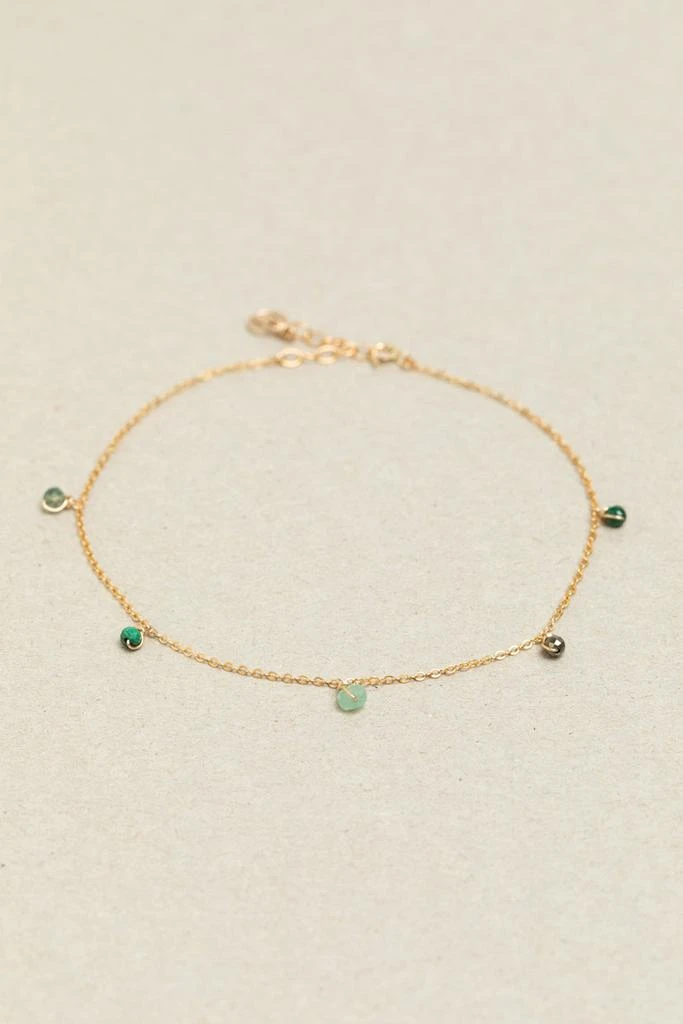 预计3周后发货 YAY Paris Chaîne Cheville Damas - Menthe - Or 1