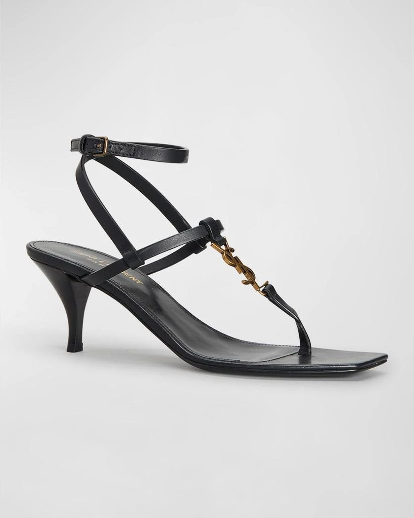 Yves Saint Laurent Vitti Leather YSL T-Strap Sandals 3