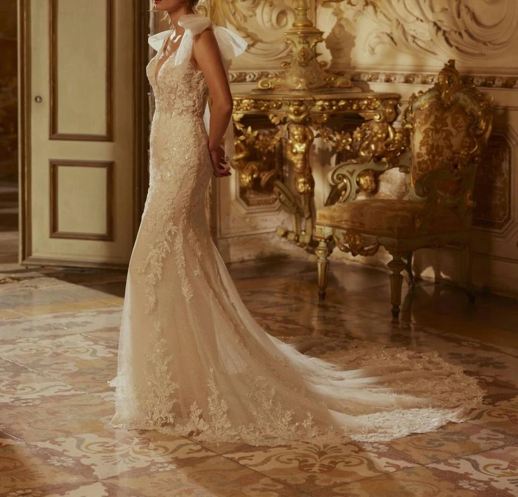 Demetrios Demetrios - Beaded Lace Flared Wedding Gown 2