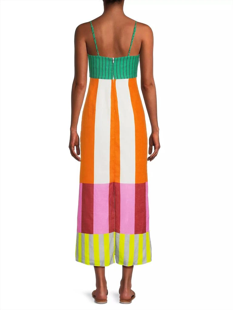 Cala de la Cruz Paloma Striped Linen Sleeveless Midi-Dress 5