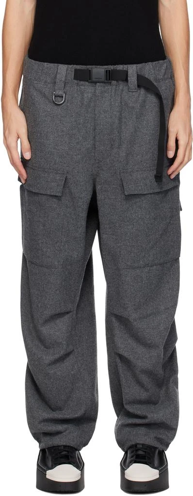 Y-3 Gray Flannel Cargo Pants 1