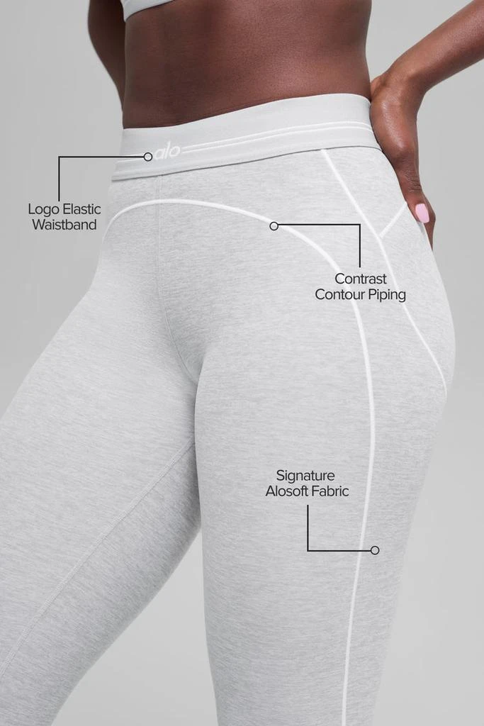 Alo 7/8 High-Waist Alosoft Heart Throb Legging - Athletic Heather Grey/White 2