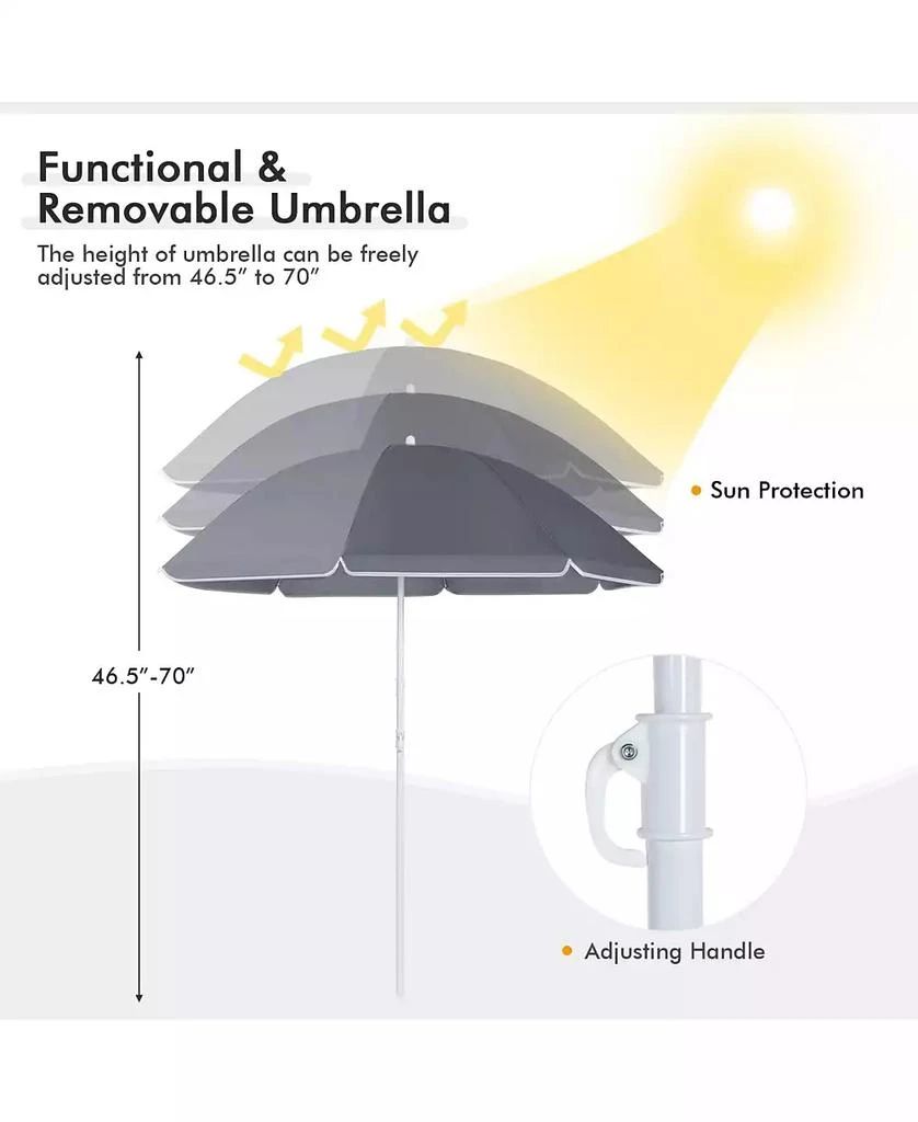 KUYOTQ Portable Folding Picnic Double Chair With Umbrella 6