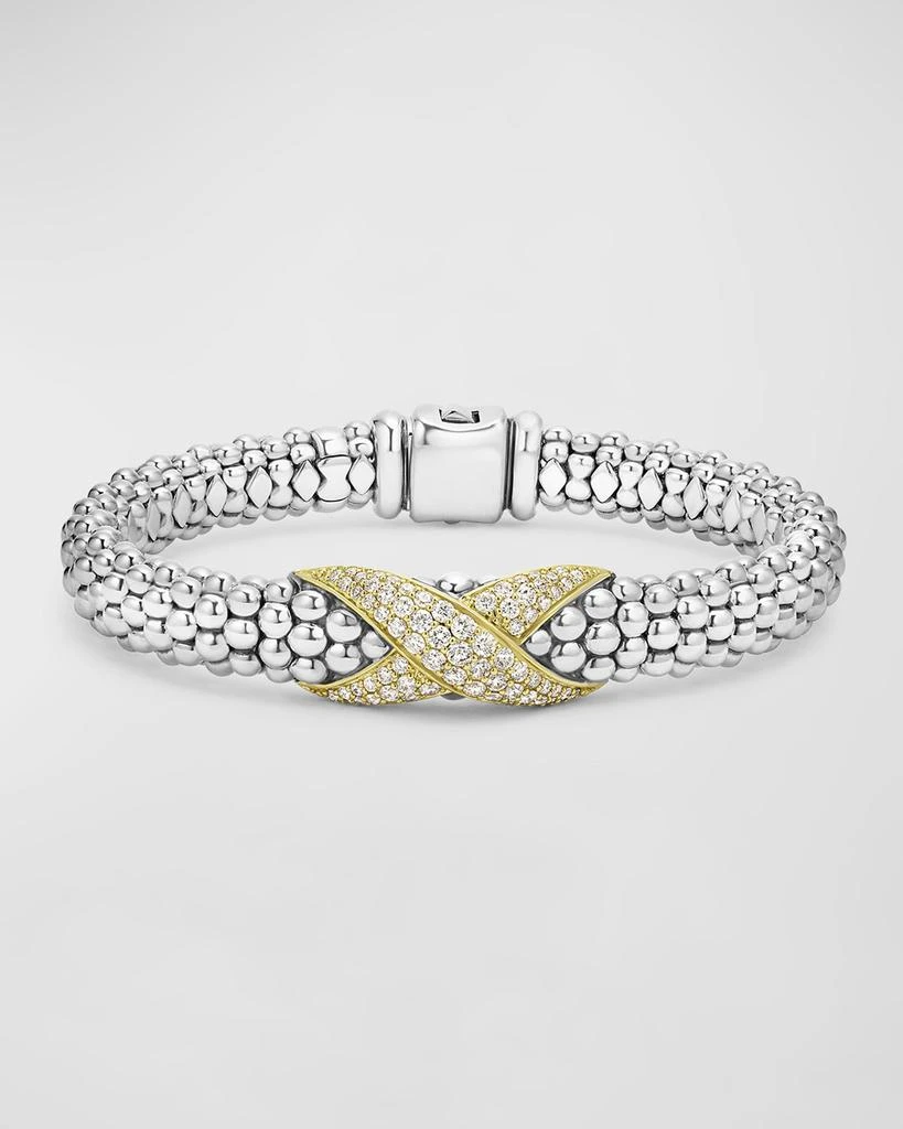 LAGOS Sterling Silver and 18K Embrace Diamond Pave Rope Bracelet 1