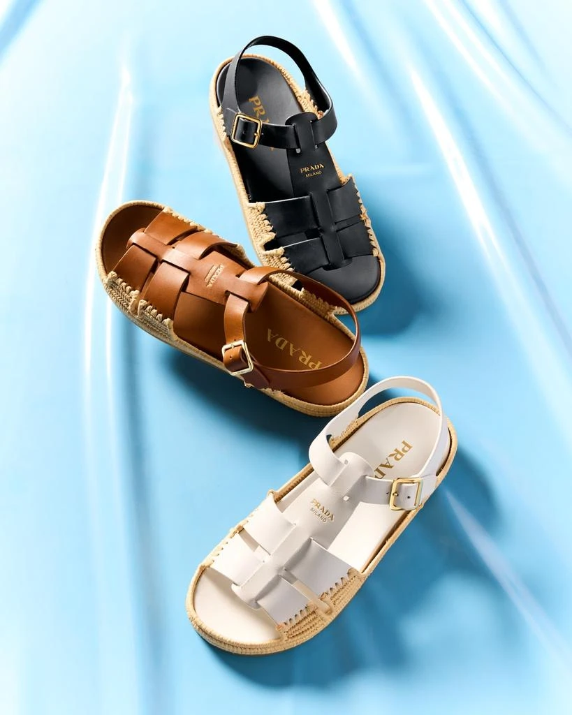 Prada Leather Fisherman Espadrille Sandals 2