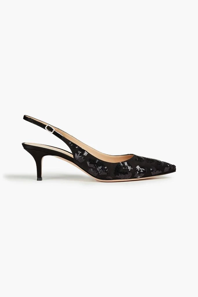 Gianvito Rossi Sequin-embellished satin slingback pumps 1