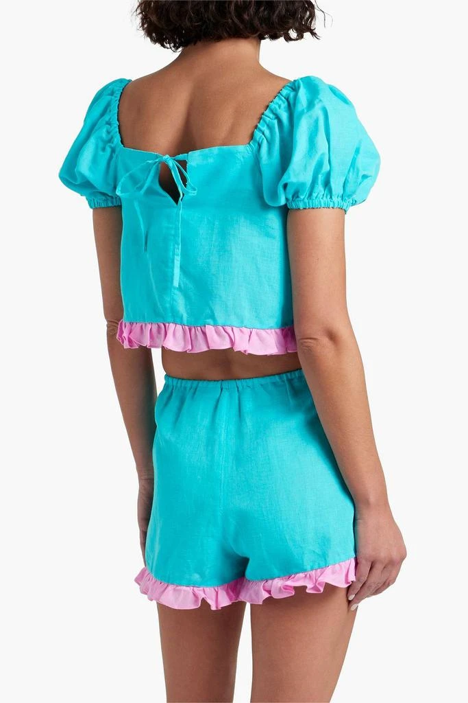 DORA LARSEN Sienna ruffed linen and cotton-blend pajama set 3