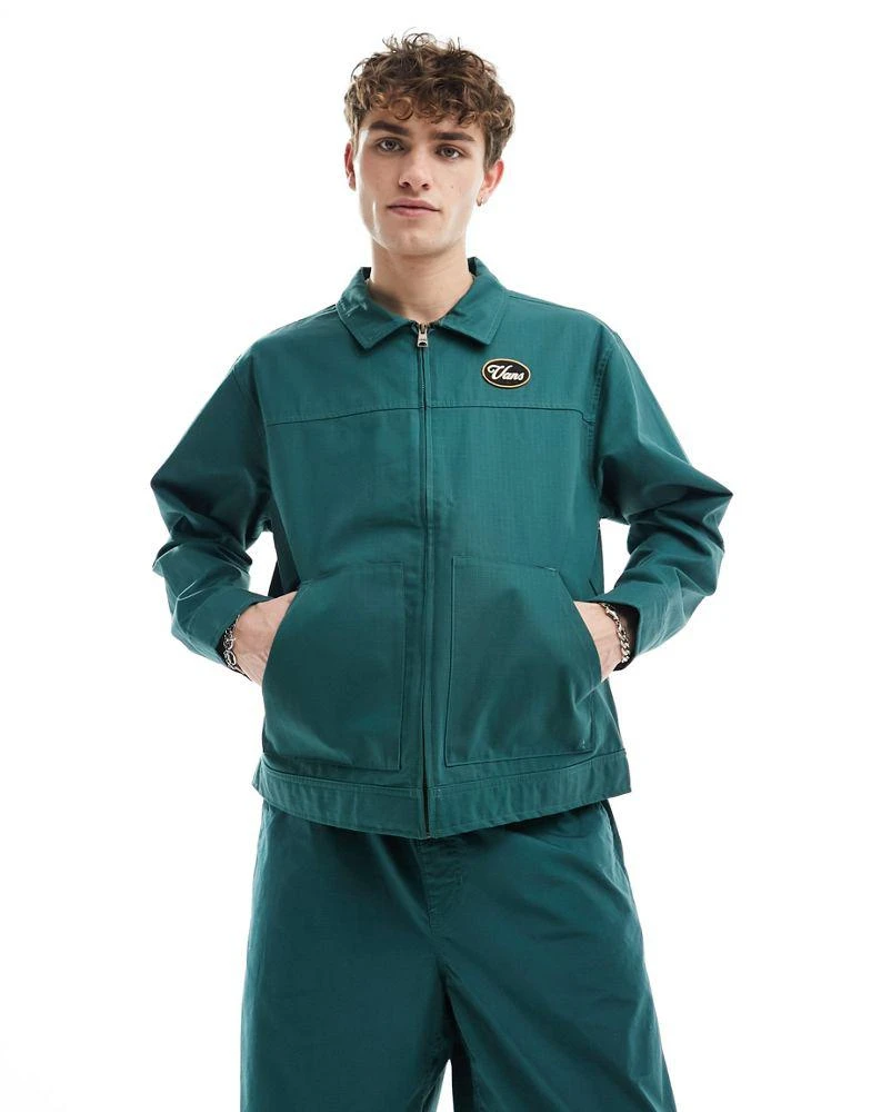 Vans Vans coyle cropped canvas jacket in dark green 1