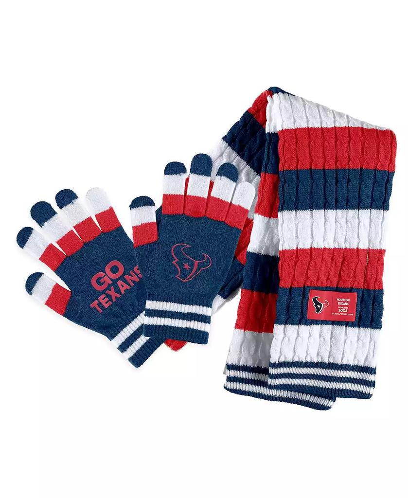 WEAR by Erin Andrews Women's Houston Texans Striped Scarf and Gloves Set