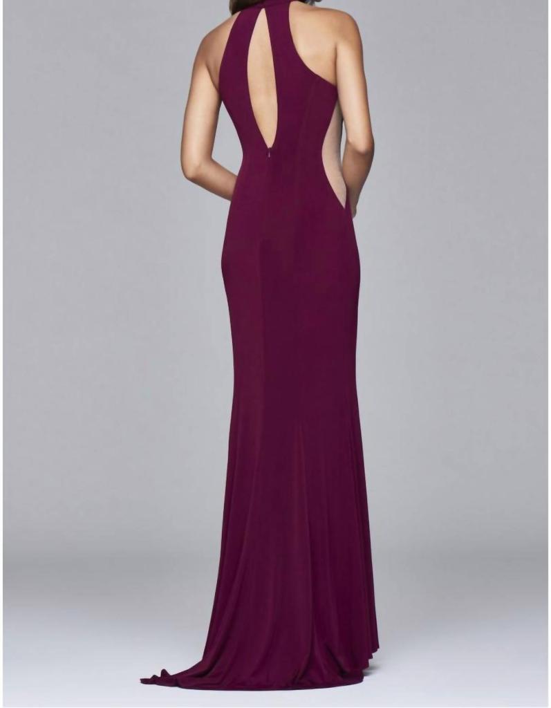 Faviana Side Mesh Cut Out Evening Gown