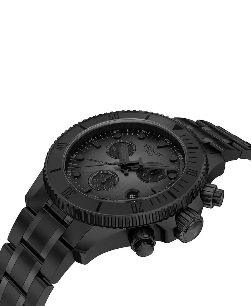 Tissot Men's Swiss Chronograph Seastar 1000 Black-Tone Stainless Steel Bracelet Watch 38mm 5