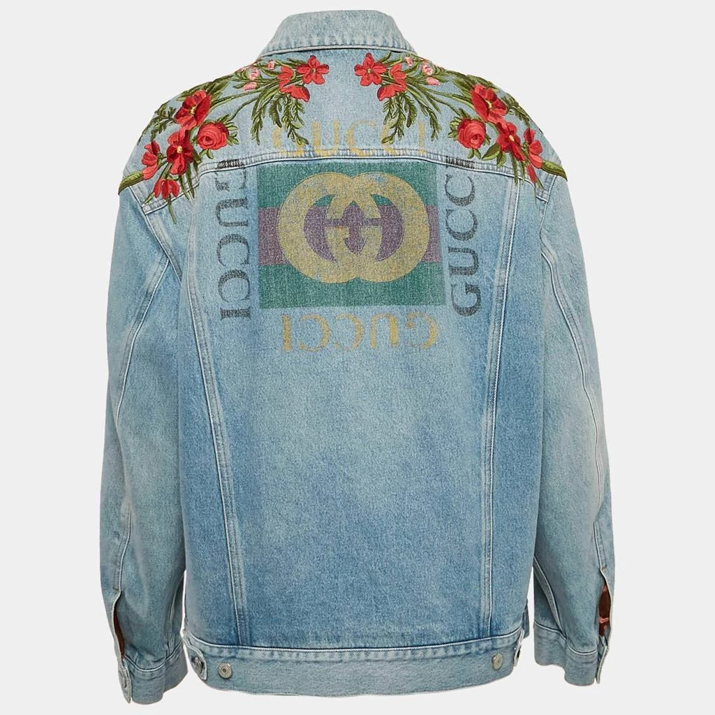 Gucci Gucci Blue Vintage Logo Print Denim Applique Detail Jacket L 2