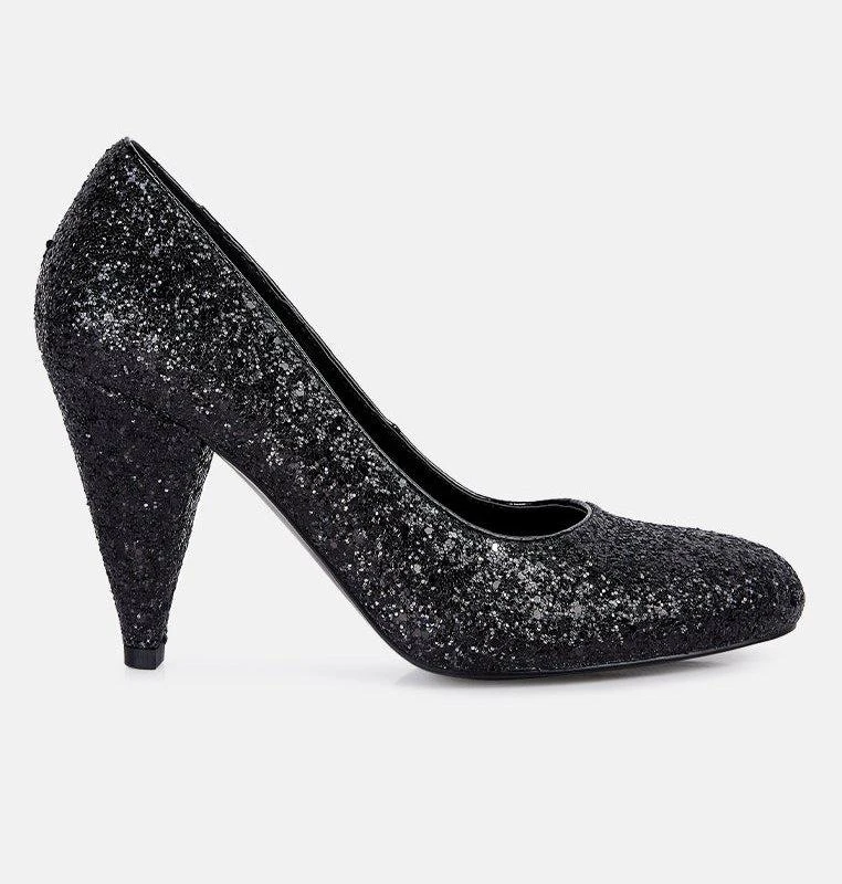 London Rag Sugar Plum Glitter Conical Heel Pumps 1