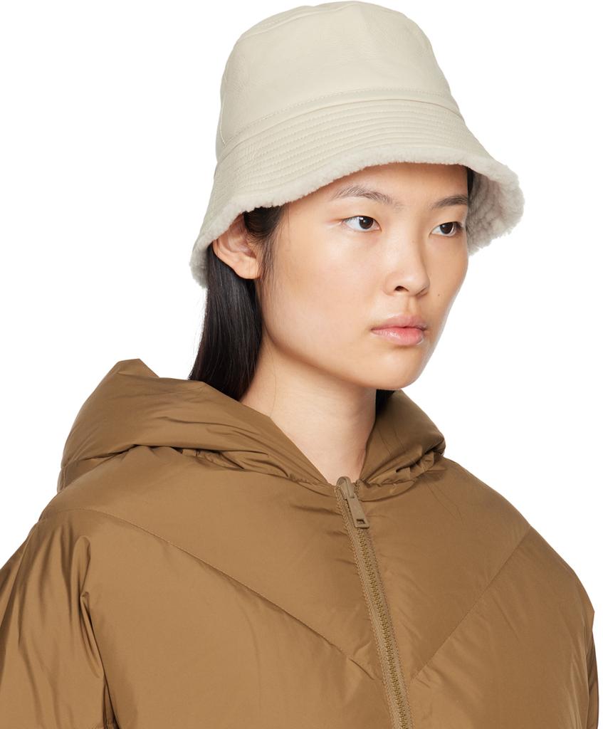 Yves Salomon Off-White Curly Reversible Bucket Hat